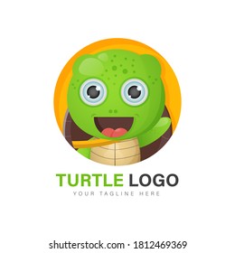Cute turtle logo design vector