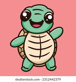 Cute Turtle Mascot Cartoon Character Design