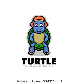 Cute turtle mascot cartoon design
