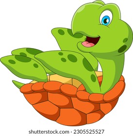 Cute turtle mascot cartoon lying down
