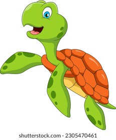 Cute turtle mascot cartoon waving 