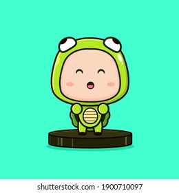 cute turtle mini figure style, super cute turtle vector design isolated, turtle flat design for mascot logo