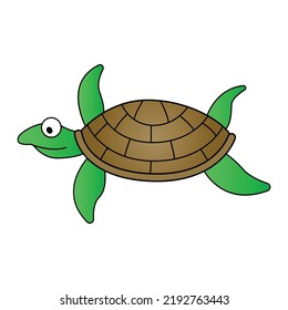 Cute Turtle On Cartoon Versionvector Illustration Stock Vector (Royalty ...