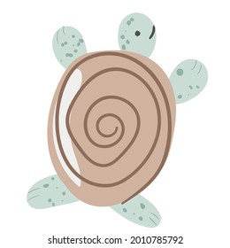 cute turtle on a white background. poster for children. funny animal