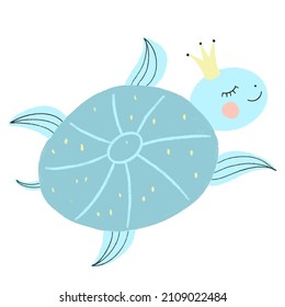 Cute turtle on white  isolated background