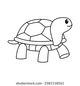 cute turtle outline for coloring illustration