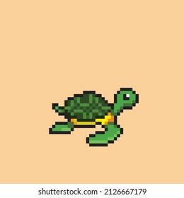 cute turtle in pixel  style