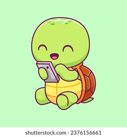 Ilustración del icono del vector de dibujos animados de la tortuga Cute Reproduciendo.
Vector Premium Aislado De Icono De Tecnología Animal.
Estilo de dibujo plano