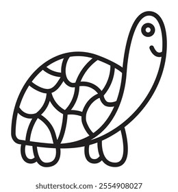 Cute turtle in profile, nautical single line icon, black editable stroke, simple vector monochrome pictogram, outline illustration