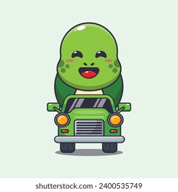 Recorrido de tortugas en la ilustración vectorial de caricaturas de autos.