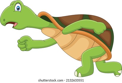 Cute a turtle running illustration