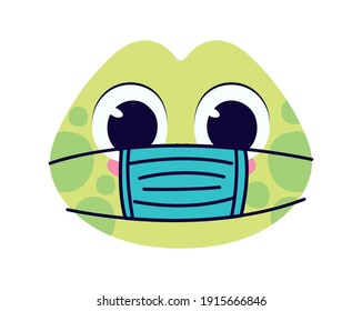 cute turtle with safety mask on a white background vector illustration design