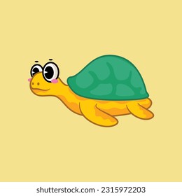 Cute turtle sea animal cartoon icon vector illustration