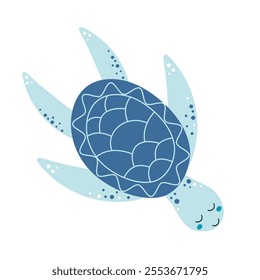 Cute turtle. Sea and ocean animal. Vector illustration isolated on white background