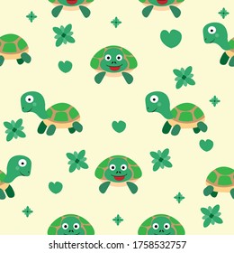 cute turtle  seamless pattern background vector design