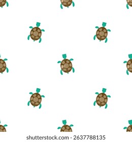 Cute turtle seamless pattern, cartoon undersea animal pattern