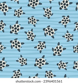 Cute turtle seamless pattern. Simple print. 