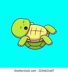 Cute Turtle Sleeping Cartoon Vector Icons Illustration. Flat Cartoon Concept. Suitable for any creative project.