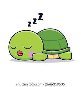 Cute Turtle Sleeping Cartoon Vector Icon Illustration. Animal Nature Icon Concept Isolated Premium Vector. Flat Cartoon Style