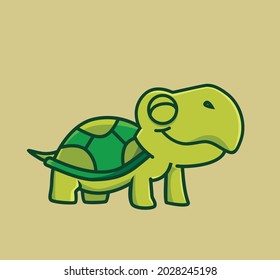 cute turtle smiling. cartoon animal nature concept Isolated illustration. Flat Style suitable for Sticker Icon Design Premium Logo vector. Mascot Character