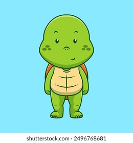 Cute Turtle Standing Cartoon Vector Icon Illustration. Wildlife Sea Creatures. Flat Cartoon Concept.