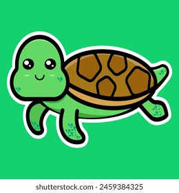 cute turtle sticker. turtle illustration sticker design. children book element. animal book element.