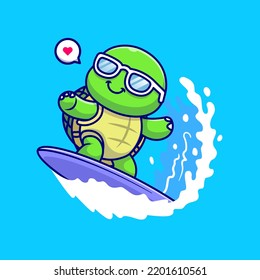 Ilustración Del Icono Del Vector De Caricatura Marítima De La Tortuga Cuta. Vector Premium Aislado De Icono De Verano Animal. Estilo de dibujo plano