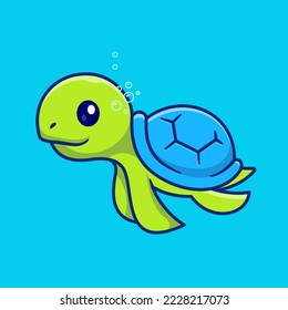 Ilustración del icono del vector de dibujos animados de tortuga suave. Concepto de icono de la naturaleza animal Vector Premium aislado. Estilo de dibujo plano