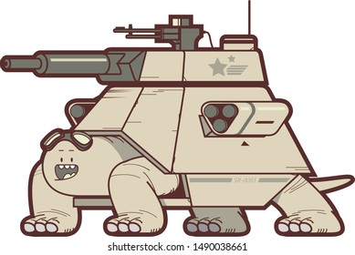 Cute turtle tank vector illustration. 