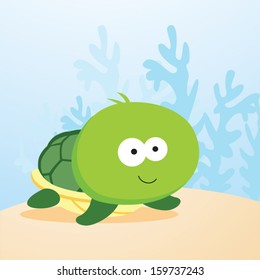 Cute turtle. Vector illustration of a cute turtle.