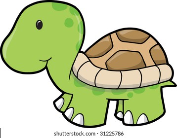 Cute Turtle Vector Illustration