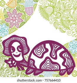 Cute turtle. Vector illustration.