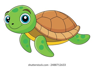 Cute Turtle Vector Illustration - Cartoon, Clipart and Line Art Design.Cute turtle vector, cartoon clipart, and line art design for digital download.