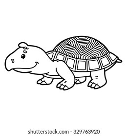 Cute turtle. Vector illustration of cute cartoon turtle character for children, coloring and scrap book