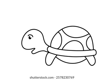 Cute Turtle Vector Illustration, Clipart, and Line Art Design, vector, cartoon, clipart, and line art design on a white background.