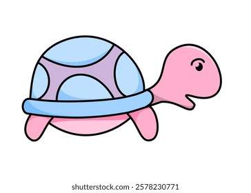 Cute Turtle Vector Illustration, Clipart, and Line Art Design, vector, cartoon, clipart, and line art design on a white background.