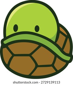 Ilustración vectorial linda de la tortuga que se esconde en Shell, carácter adorable de la mascota de la tortuga para la marca 