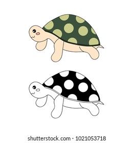 Cute Turtle Vector Illustration. isolated on White Background.