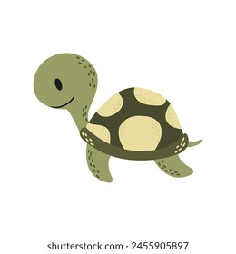 Cute turtle. Vector illustration of a sea turtle. Under sea animal. Children's illustration in cartoon style.