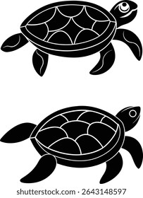 Cute Turtle Vector Illustration with Shell Design on White Background