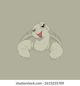 cute turtle vector image with "sticking out tongue" expression