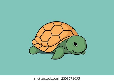 Cute Turtle Vector on blue background