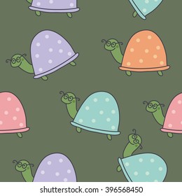 Cute turtle vector print