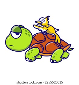 Cute turtle walking cartoon vector icon illustration animal
