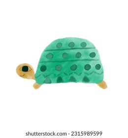 Cute turtle watercolor isolated on white background vector illustration.