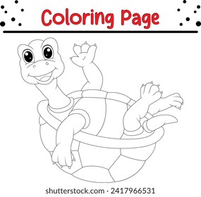 cute turtle waving coloring page