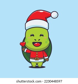 Cute turtle wearing santa costume. Cute christmas cartoon illustration. 