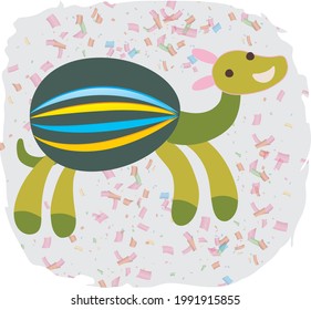 Cute Turtles for happy easter day illustration