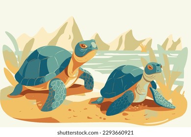 Tortugas en la playa para el Día Mundial de la Tortuga, 23 de mayo 