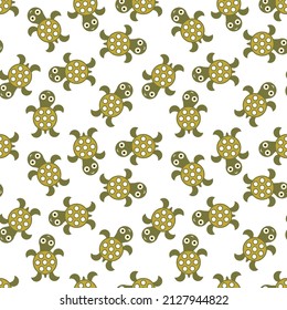 Patrón de tortugas sin costura, dibujos animados de animales acuáticos fondo vectorial. Para tela de bebé y otras superficies